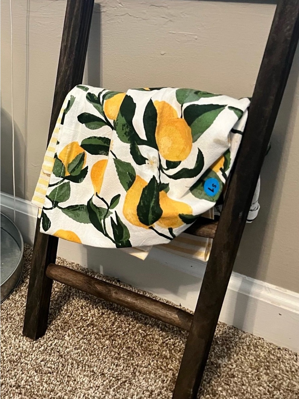 Yellow Lemon Print Cotton Home Accent Throw - Unbranded and holder